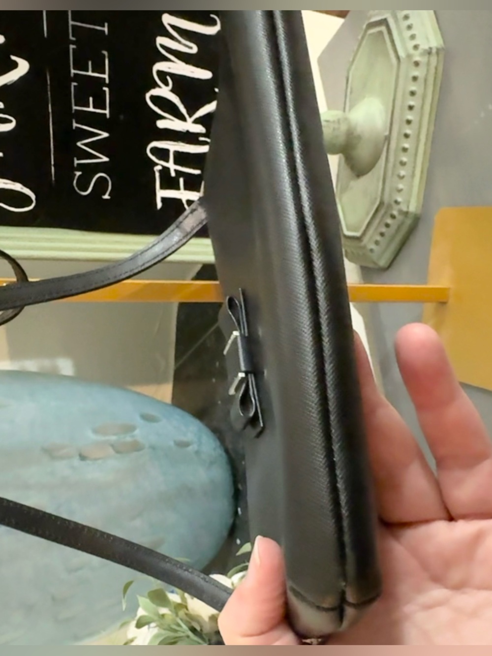 COACH Darcy Bow East West Swing pack 2014 Soft Black Leather Silver F51858 - EUC - Picture 6 of 16